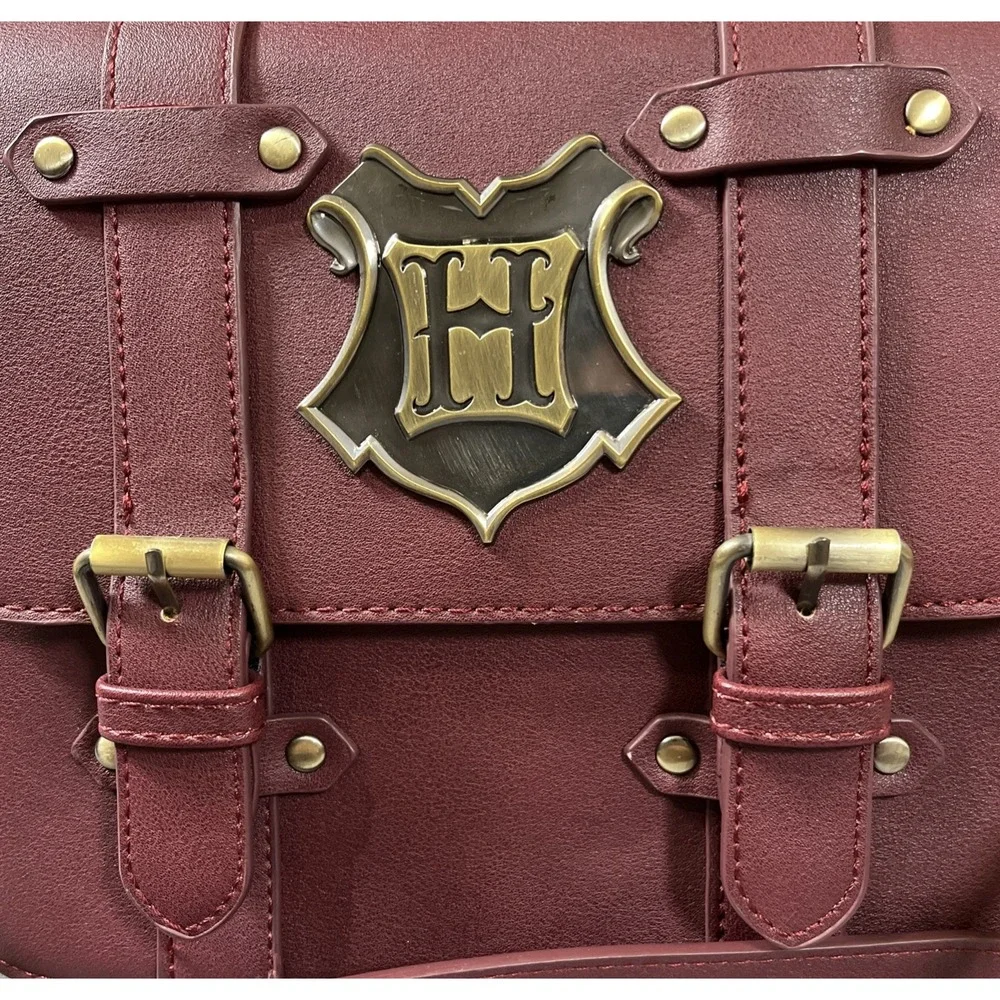 Harry Potter Hogwarts Satchel Crossbody Handbag Maroon Gold Hardware Bag